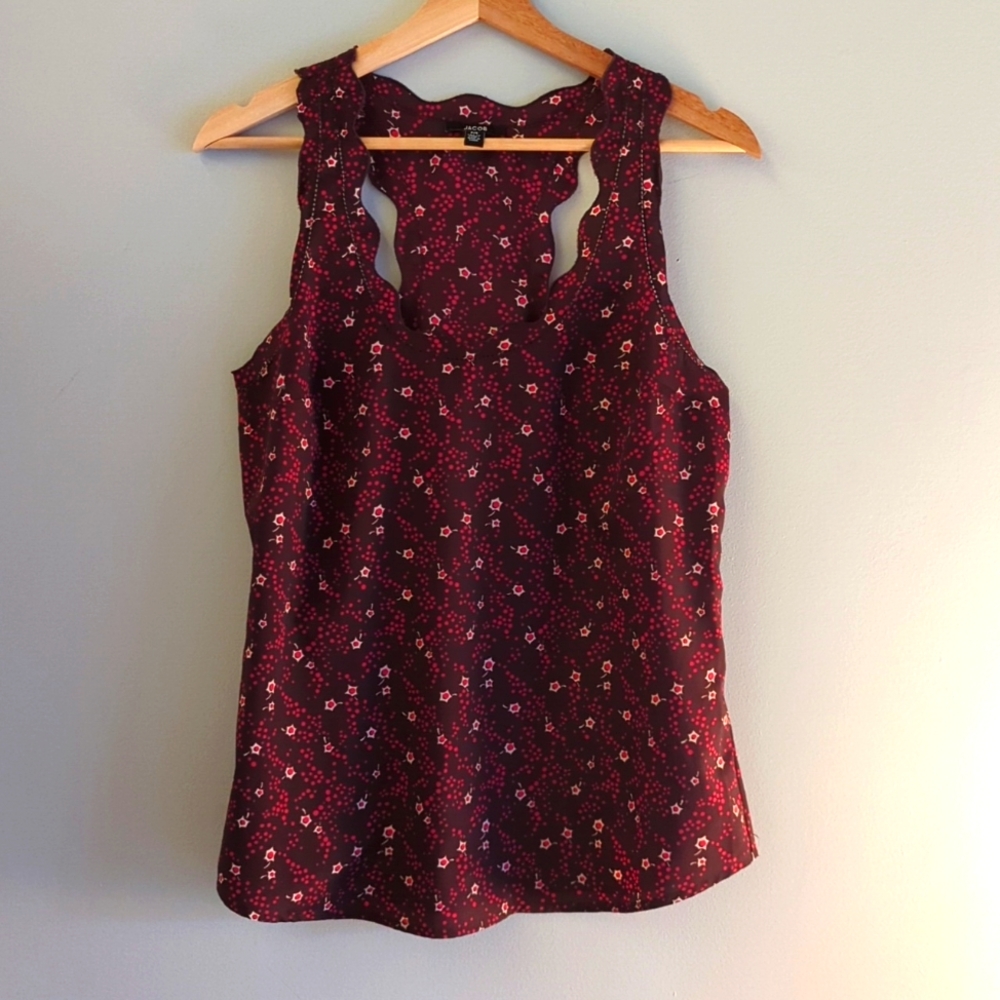 JACOB Size Small Wine Scalloped Neckline Racer Back Cami Blouse